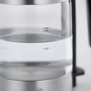 Russell Hobbs 24191 Compact Glass Kettle's water level indicators.