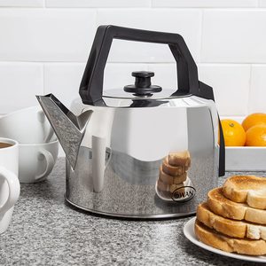 Swan Stainless Steel Catering Kettle on display in a kitchen.