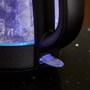 Tower Glass Kettle's blue LED.