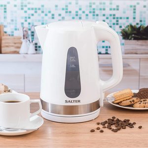 Salter Deco Kettle on display in a kitchen.