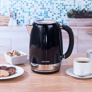 Salter Riga Kettle on display in a kitchen.